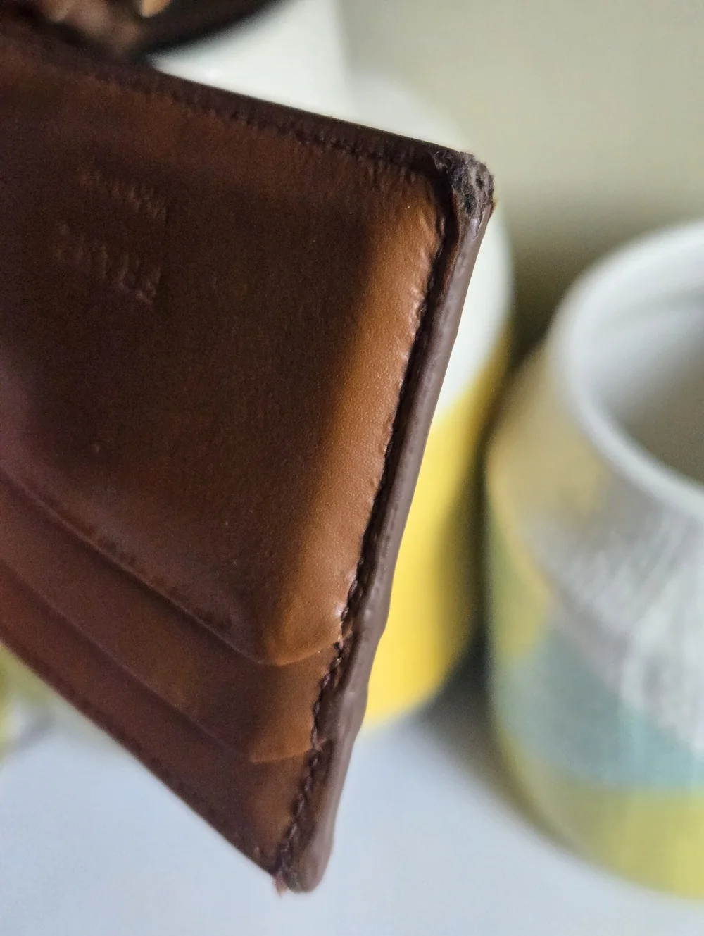 GUC Frame Brown Leather Slim Card Holder Wallet